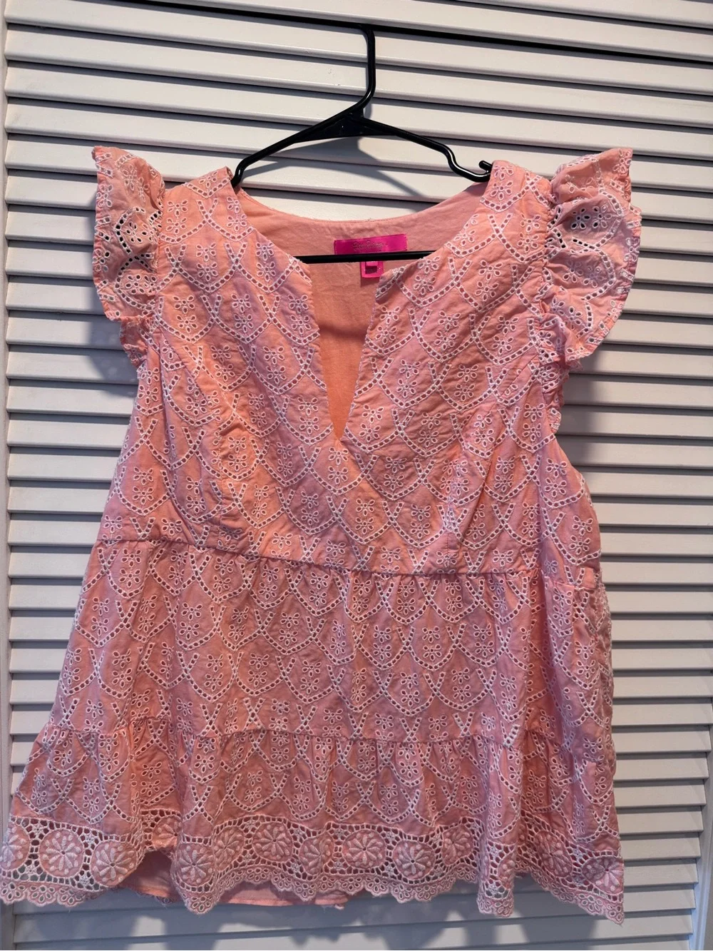 Lilly Pulitzer Pink Eyelet Ruffle Sleeve Top - Picture 1 of 2